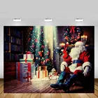 Рождественский фон Mehofond с Санта-Клаусом, подарками, игрушками, фон для портретной детской фотосъемки в помещении для фотостудии, Фотофон