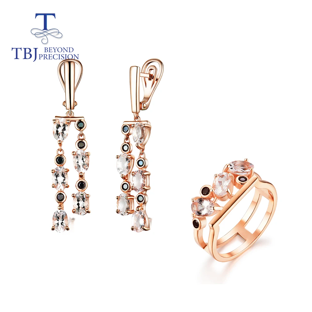 Светильник Ги и кольцо из серебра 2020 пробы с натуральным морганитом ov4 * 6 5