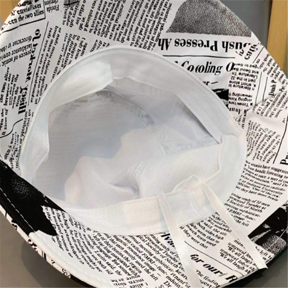

New Printed Newspaper Basin Hat Summer Letter Hat Female Bucket Hat Street Personality Graffiti Fisherman Hat