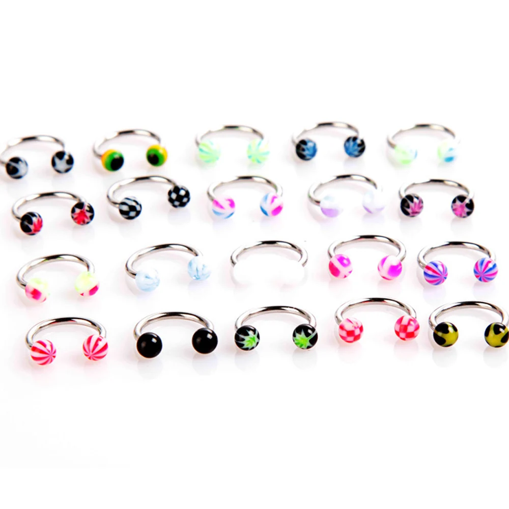 Кольцо в форме подковы для пирсинга уха акриловое ювелирное изделие унисекс 1