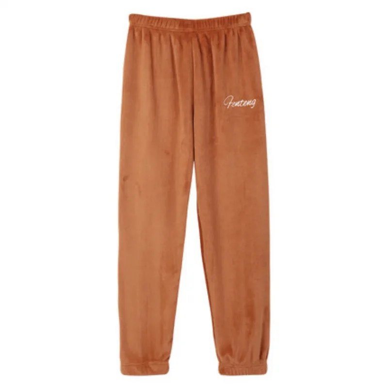 Женская зимняя Фланелевая пижама с мягкой плюшевой подкладкой однотонные