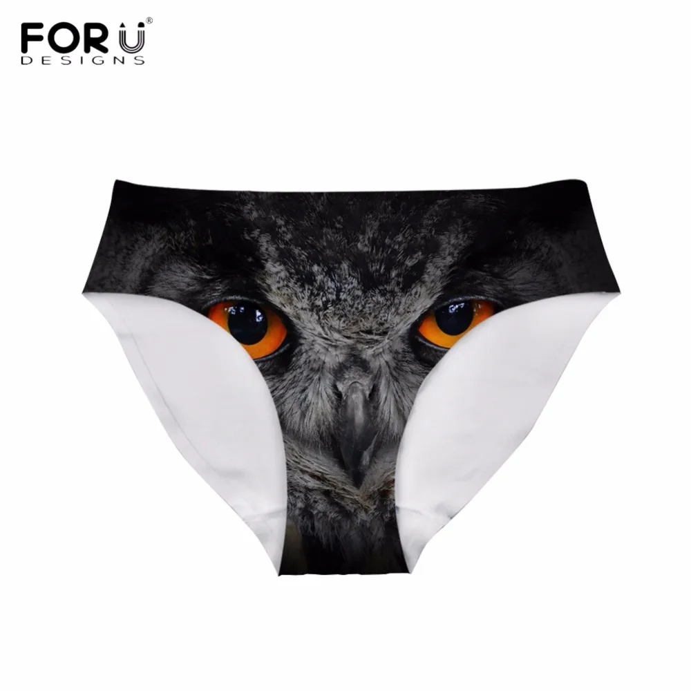 

FORUDESIGNS Stylish Women Traceless Panties Cool 3D Animal Owl Print Underwear for Teens Girls Slim Ultra-thin Seamless Briefs