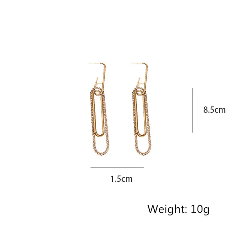 

Ceilim Long Gold Color Rectangle Crystal Drop Earrings for Women Bijoux Geometric Rhinestone Earrings Statement Jewelry