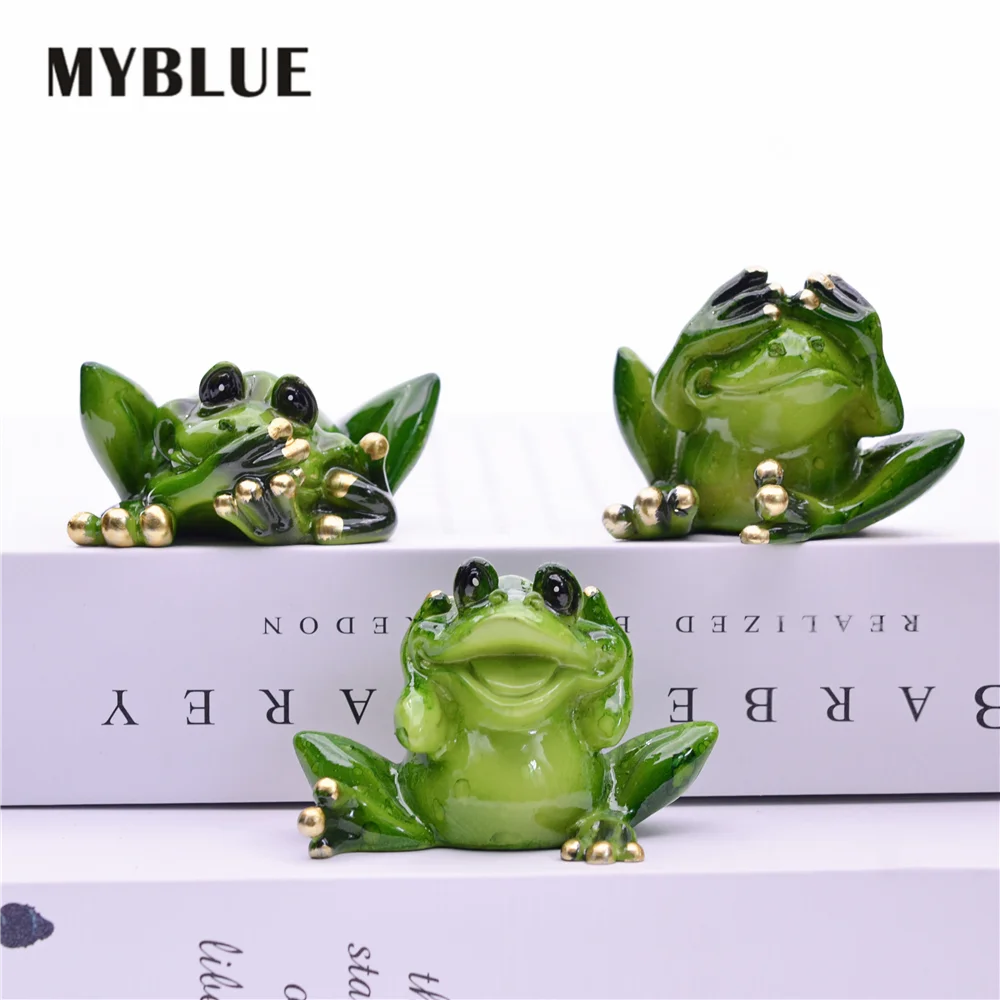 

Frog Figurine Miniature MYBLUE 3 Pcs/Set Don't Talk Don't Listen Don't Look Fairy Garden Nordic Home Room Decoration Accessories