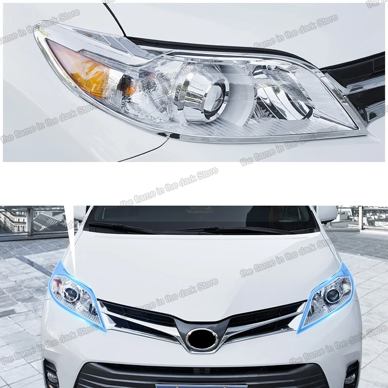 shiny silver abs car headlight taillight frame trims for toyota sienna 2015 2016 2017 2018 2019 2020 decoration auto | Автомобили и