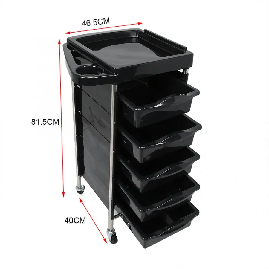 Тележка для парикмахерской черная 5 уровней | Красота и здоровье