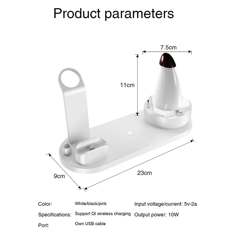 

6 in 1 Wireless Charger LED light Fast Charging Stand for iphone SE2 11 Pro Samsung S9 Wireless Charger for Airpods Apple watch