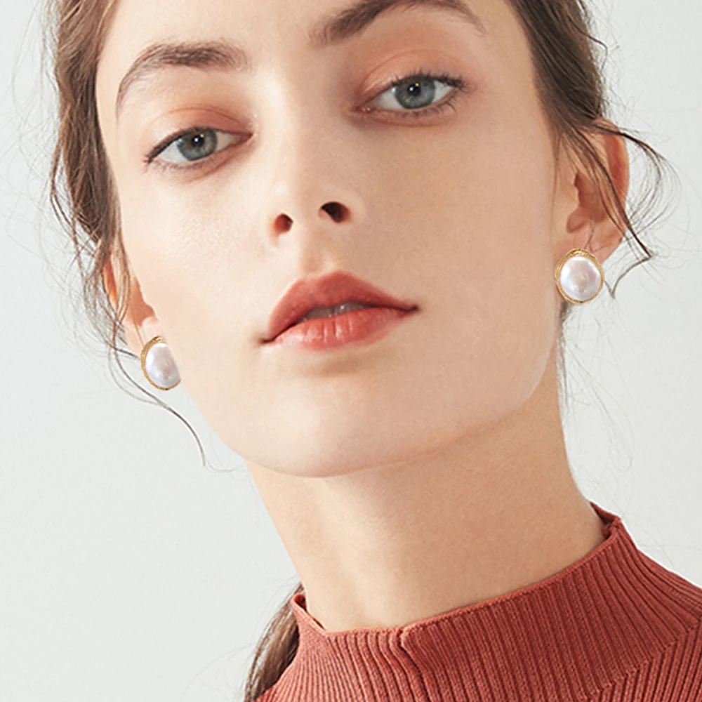 SEVEN GIRL классические большие жемчужные серьги-гвоздики в стиле барокко серьги с