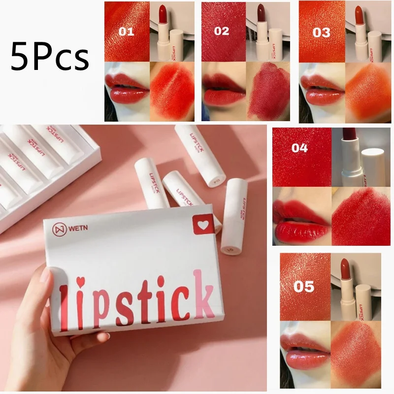 

5 colors/set Nude Color Lipstick Long Lasting Matte Waterproof Velvet Lip Gloss Women Red Lip Gloss Beauty Cosmetics