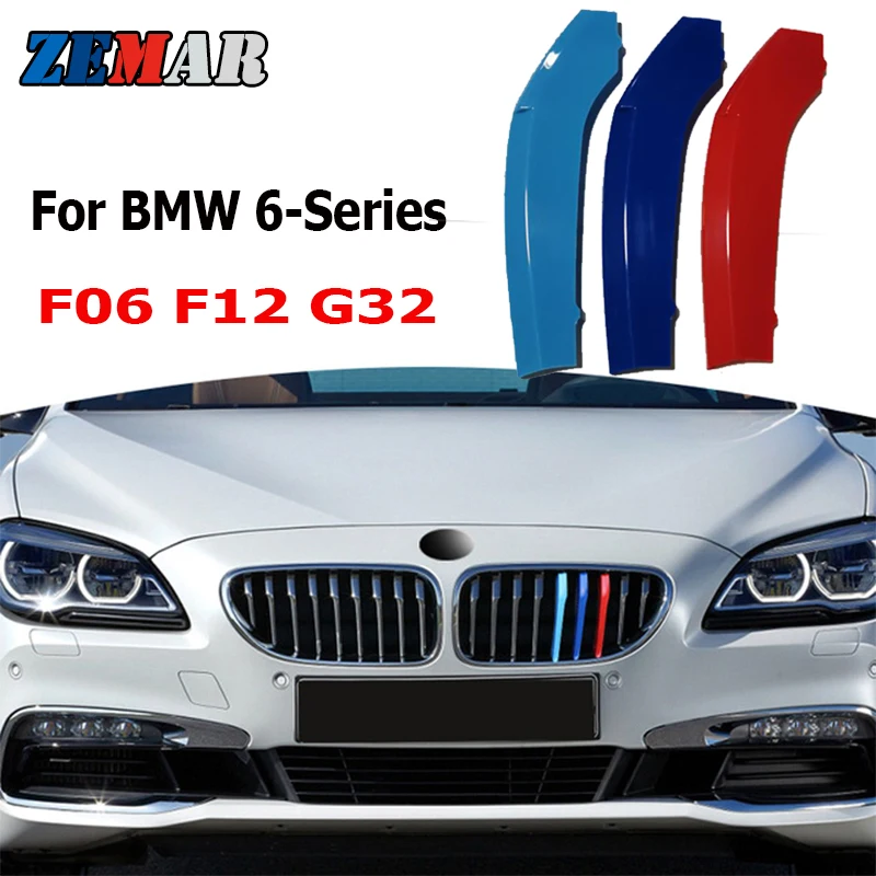 

ZEMAR 3pcs ABS For BMW F06 F12 G32 6 Series GT GT6 Car Racing Grille Strip Trim Clip M Power Performance Car Sport Accessories