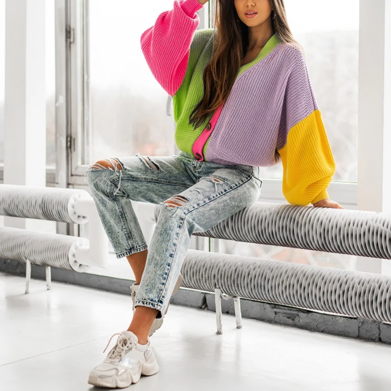 Кардиган оверсайз женский топ зимний кардиган свитер повседневное Свободное