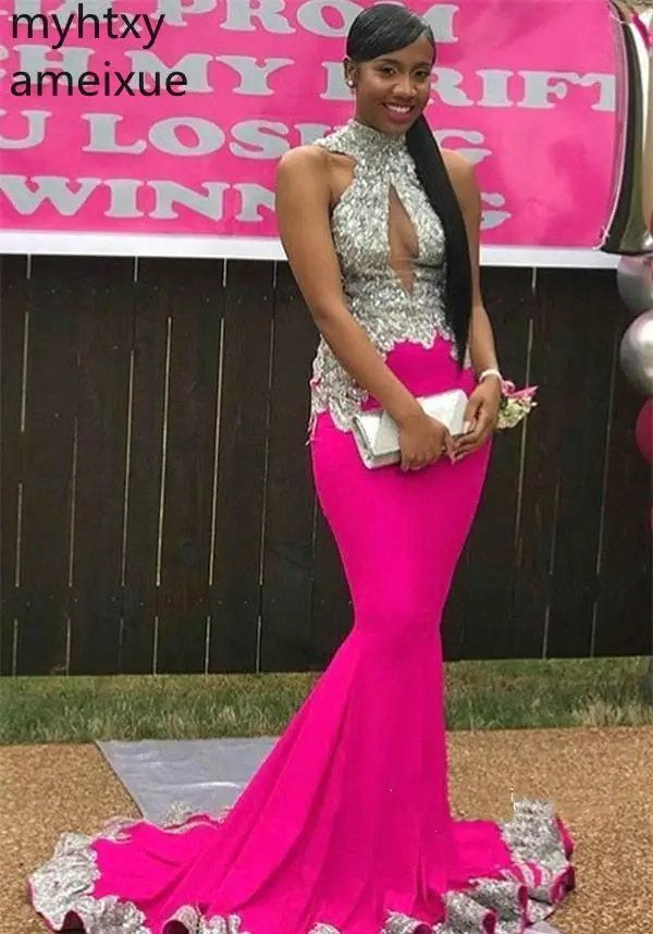 2020 Новые африканские фуксия розовые сексуальные платья для выпускного вечера
