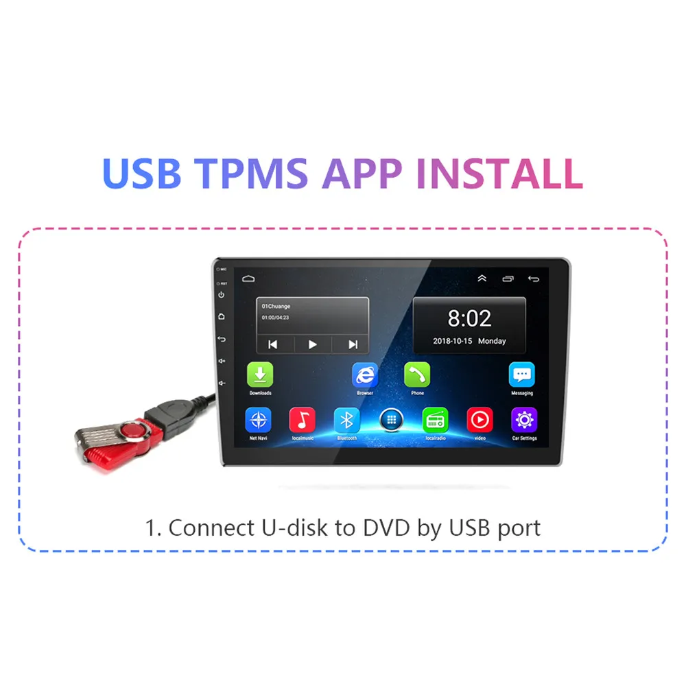 USB Android TPMS Car Tire Pressure Alarm Monitor System For vehicle Auto Security Tyre Temperature Warning Drops | Автомобили и
