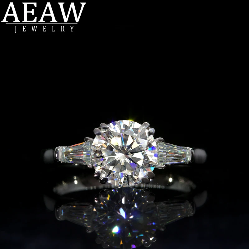 AEAW двойная Claw1.0ct 6 5 мм круглый вырез 10k 14k белое золото Желтое Муассанит
