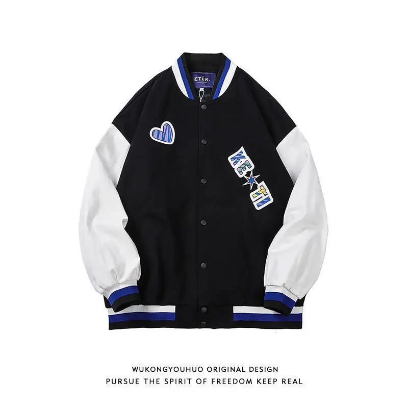 

Hip-hop school team jacket printed letters color matching Harajuku jacket men's bomber jacket fashion men's baseball jacket