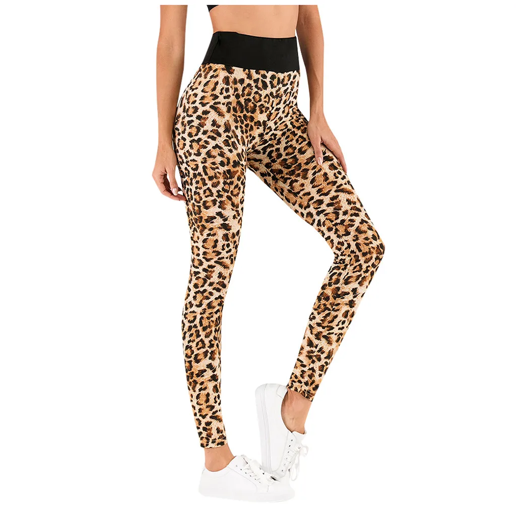 SAGACE женские штаны модные леопардовые эластичные для упражнений фитнеса бега