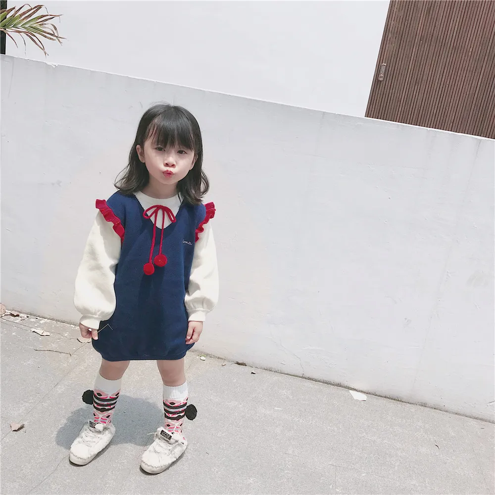 Tonytaobaby/осенне-зимняя одежда; Новая детская одежда; хлопковый свитер в школьном стиле; свитер для маленьких девочек