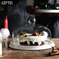 creative ceramics pan glass cover cake dessert marble display tray photo decoration cake tools kitchen cupcake stand