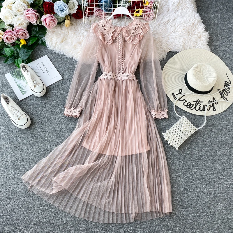 Женское платье макси с рукавами фонариками однотонное элегантное приталенное в