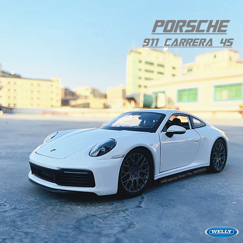 WELLY 1:24 Porsche 911 Carrera 4S (992) спортивный автомобиль Белый моделирование брелок для