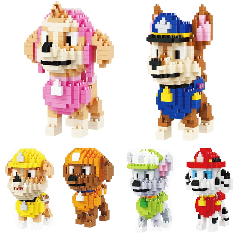 

Paw Patrol Building Block Cartoon Small Particle Assembly Toy Marshall Rocky Decoration 3D Toy