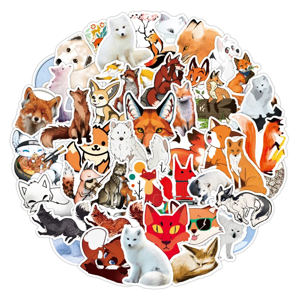 

10/50pcs Cartoon Cute Fox Vulpes Graffiti Stickers DIY Laptop Luggage Refrigerator PVC Kids Stickers Toys
