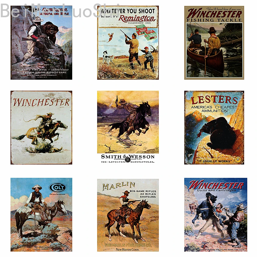 Потертый шикарный домашний декор охотник и охотничий винтажный металлический