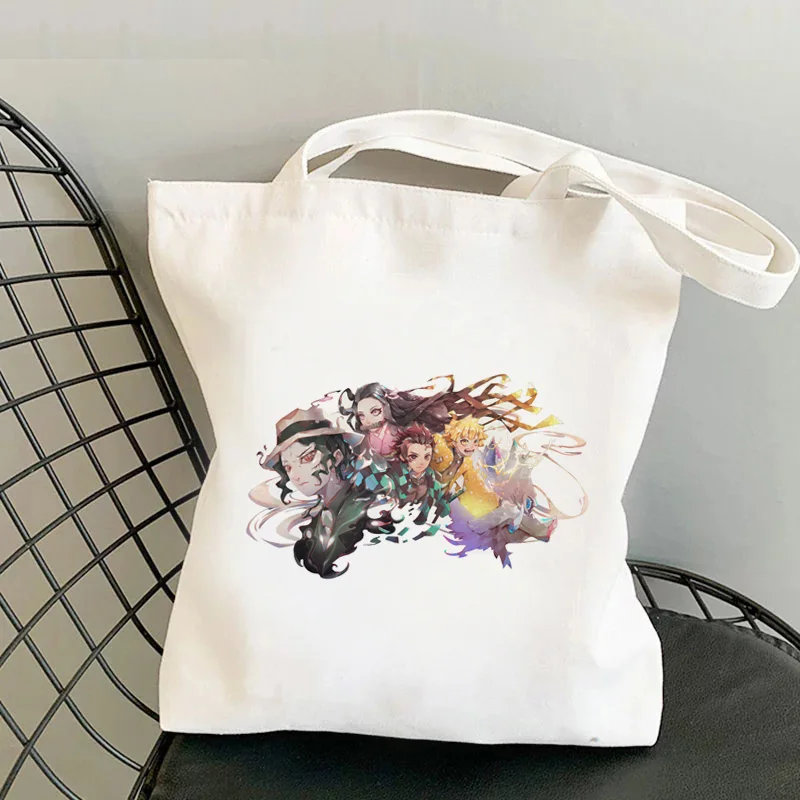 

Demon Slayer Kimetsu No Yaiba shopping bag recycle bag eco grocery canvas handbag bolsa bag reusable shoping ecobag custom