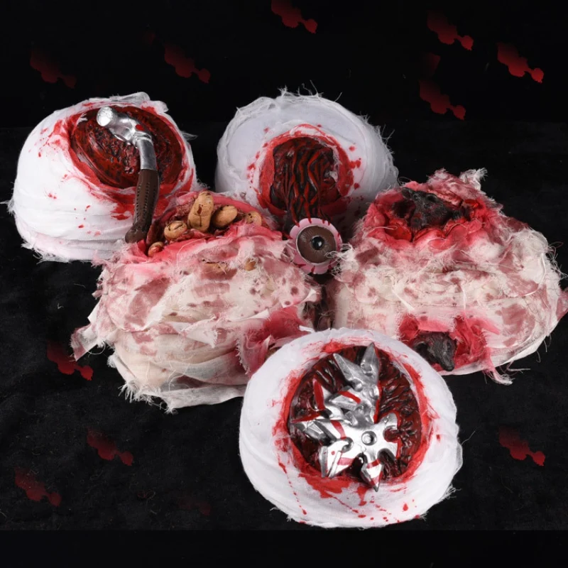 Halloween Party Haunted House Dress Up Costume Bloody Gauze Hat Horror Injured Zombie Brain Cosplay Tricky Props | Дом и сад