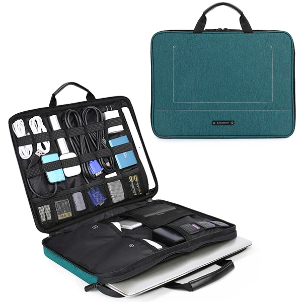 Dark Green BAGSMART 13-14 дюймов чехол для ноутбука с аксессуарами для электроники Органайзер аксессуары для ноутбука Сумка водонепроницаемая сумка для ноутбука - Цвет: Dark Green