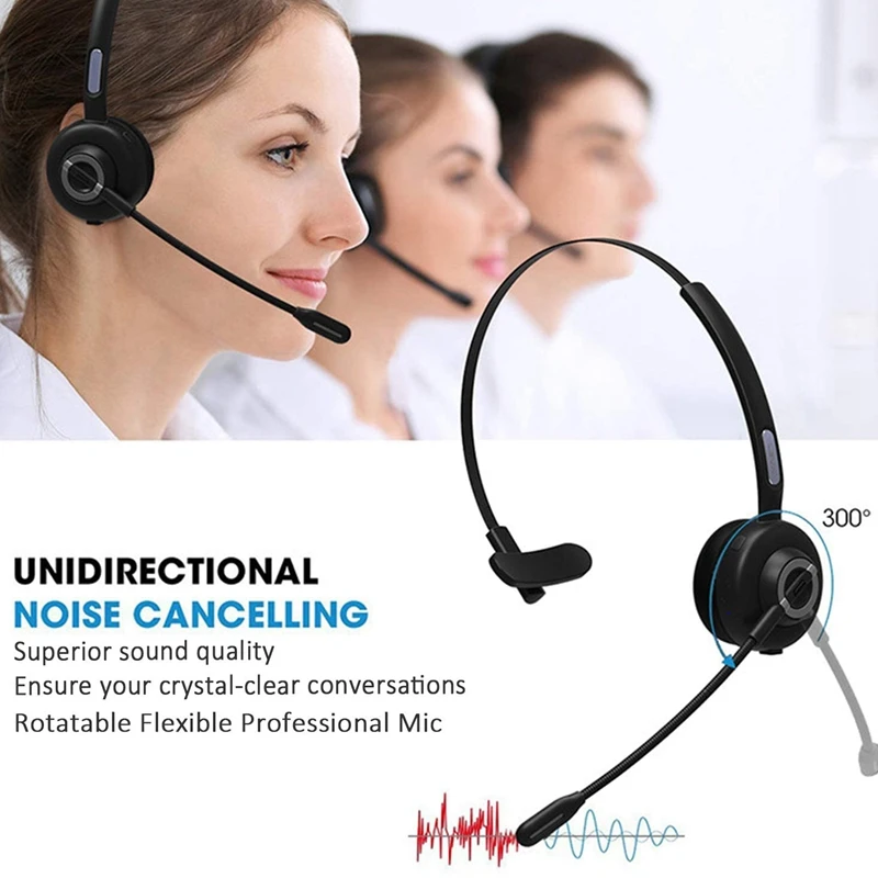 

Call Center Headset Wireless Bluetooth Headphones PC Headset with Noise Cancelling Mic for Skype Voip Cell phone Office