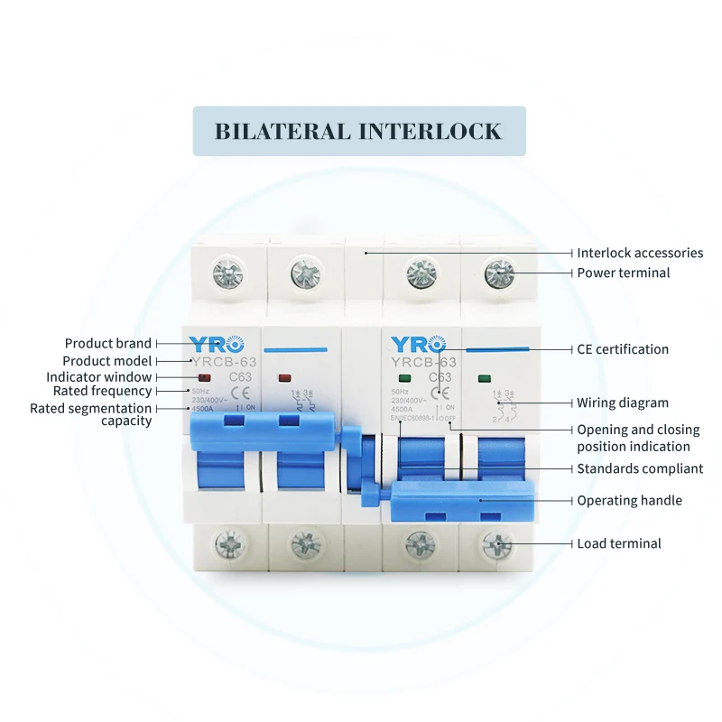 2P+2P Dual Power Manual Transfer Switch Differential Interlock Circuit Breaker Mini MTS 220V 50/60Hz 63A 32A | Обустройство дома