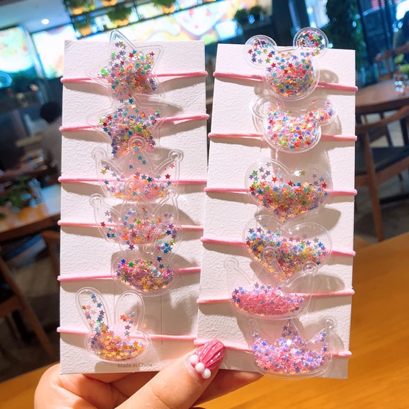 Детская прозрачная эластичная лента для волос из ПВХ с блестками 1 комплект милые