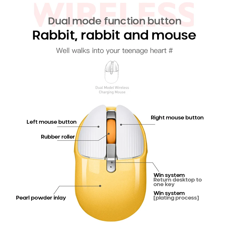 

Bluetooth 5.0 + 2.4Ghz Wireless Dual Mode 2 In 1 Cordless Mouse 1600 DPI Ergonomic Portable Optical Mice For Computer PC Laptop