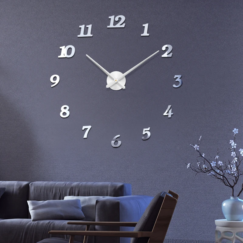 Большие настенные 3d-часы акриловые зеркальные наклейки сделай сам кварцевые