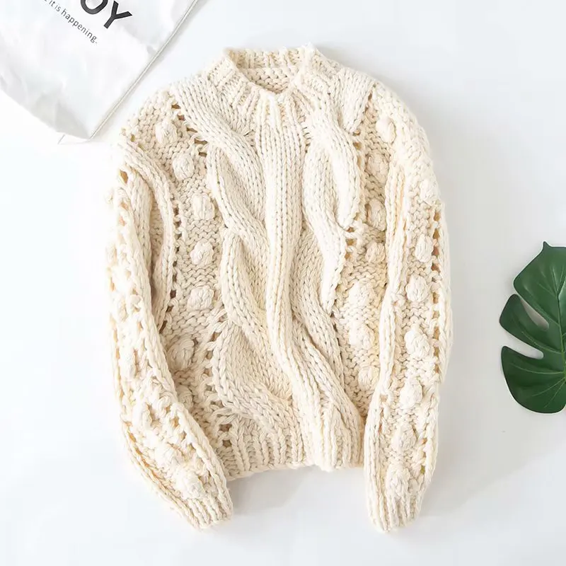 Богемный Вдохновленный pom свитера пуловеры женские теплые зимние с длинным