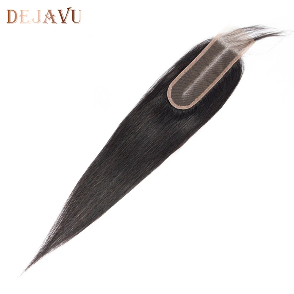 DEJAVU Remy 2X6 закрытие Ким К Закрытие человеческие волосы Кружева Закрытие прямые бразильские натуральные цвета средний/ часть