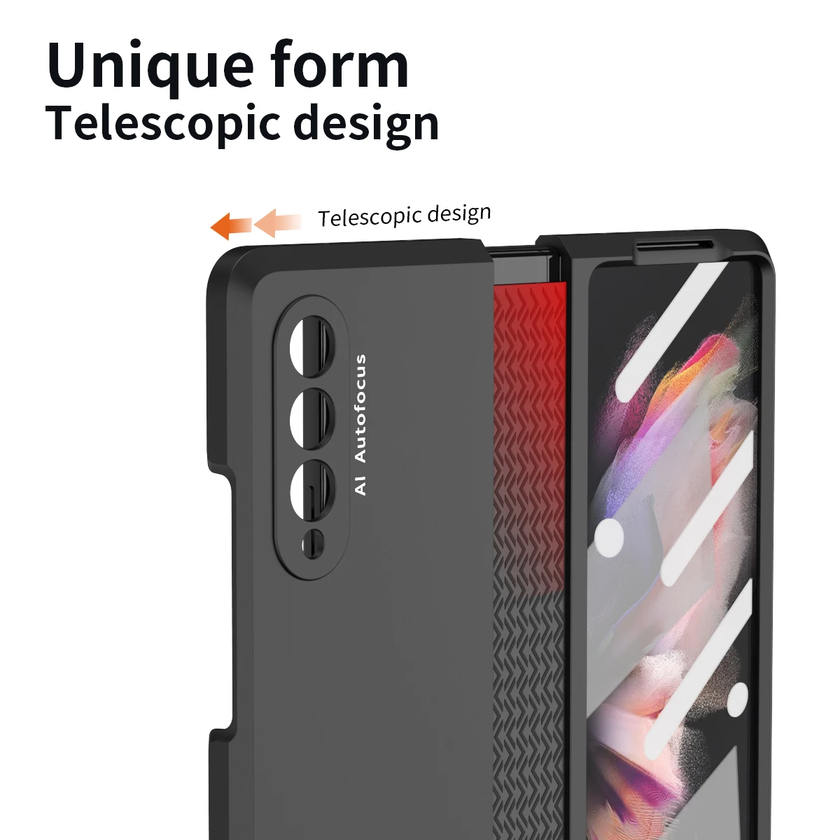 Bisagra de TPU suave de protecci&oacute;n, funda de tel&eacute;fono de PC dura esmerilada para Samsung Galaxy Z Fold 3 Fold2 5G, cubierta protectora con pel&iacute;cula de vidrio frontal-4