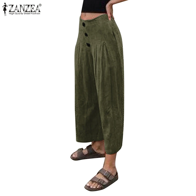 Повседневные широкие брюки женские ZANZEA Осень Лето Pantalon Femme уличная Высокая талия спортивные брюки длинные брюки плюс размер