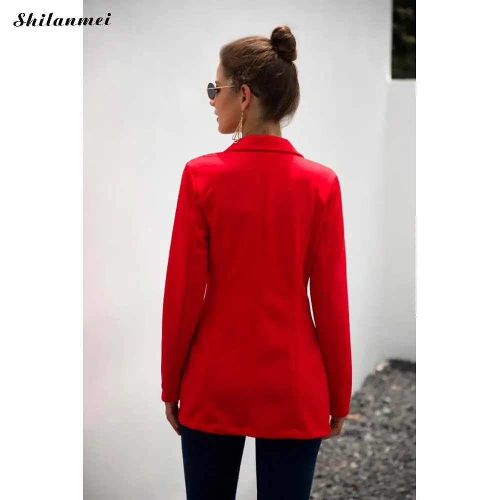 Верхняя одежда с длинными рукавами женский красный черный приталенный Блейзер