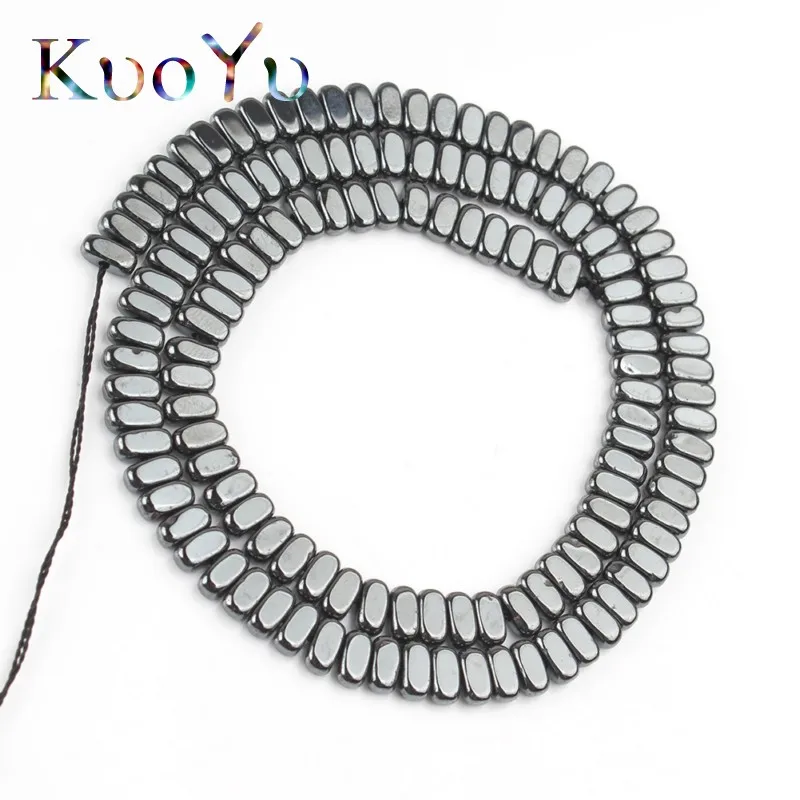 Бусины Из Гематита и натурального черного прямоугольника плоские