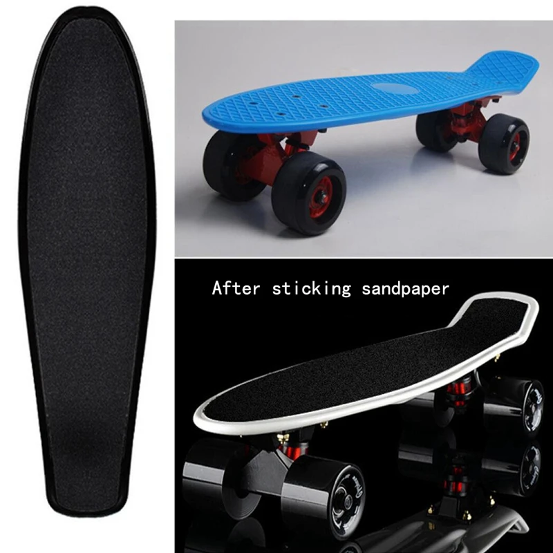 

2 Pcs 22Inch Mini Cruiser Fish Skateboard Sandpaper Skate Deck Fishboard Griptape Tapes Transparent & Black White