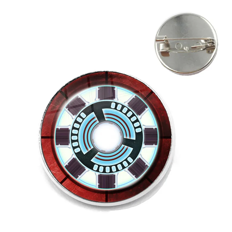 3D Marvel стеклянная брошь из кабошона Мстители Железный человек Действие Tony Stark дуговой реактор напечатанный стеклянный камень колье с амулетом булавки для подарка - Окраска металла: 13