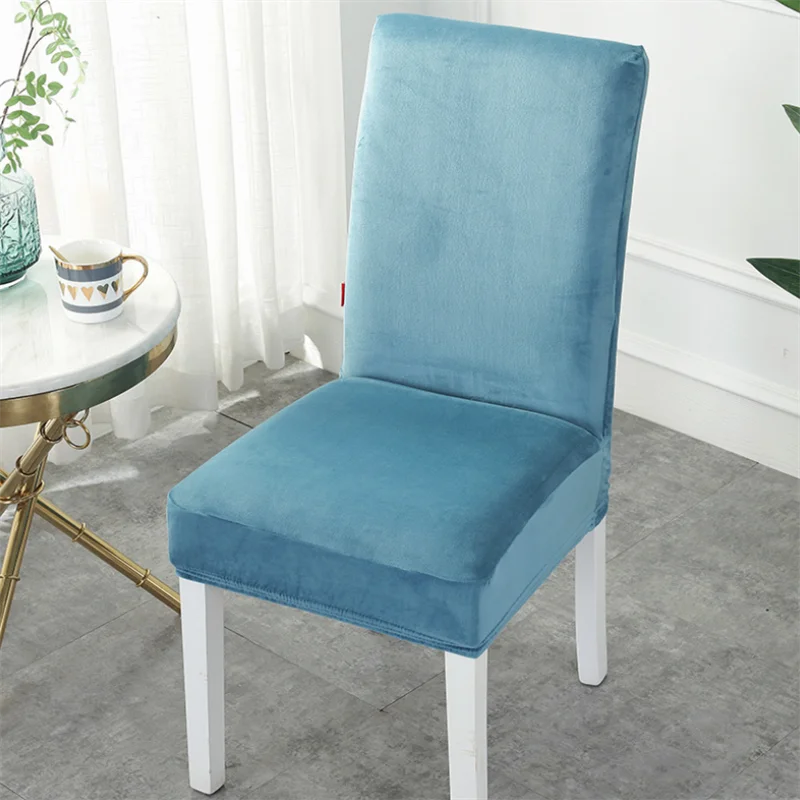 

Thicken Winter High Elastic Polyester Cotton Table Chair Cover Solid Color Soft Touching Pastoral Style Household Chair Cover