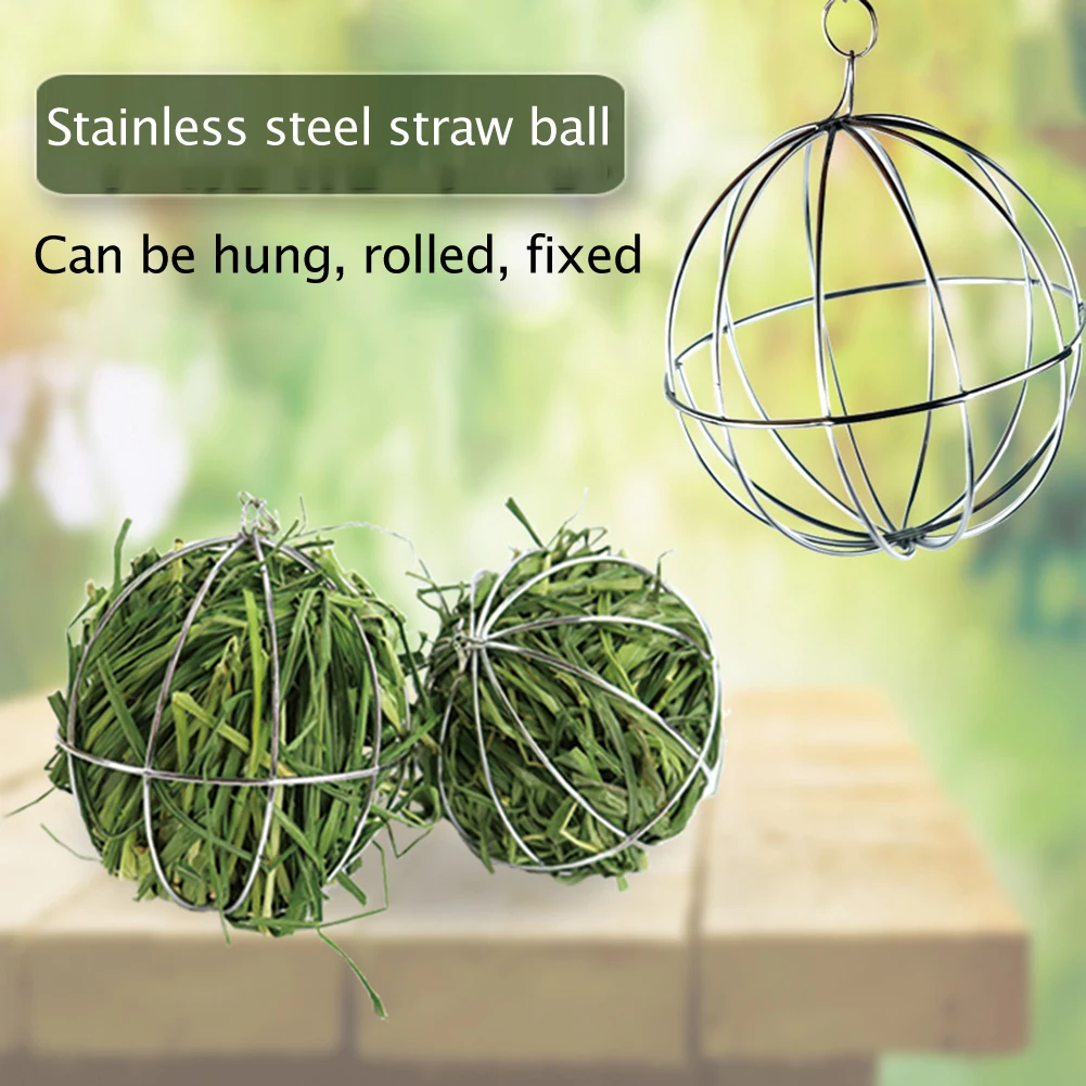 

Grass Ball Rack Hang Feeding Guinea Pig Rabbit Round Stainless Steel Straw Plating Grass Rack Balls for Rabbit Guinea