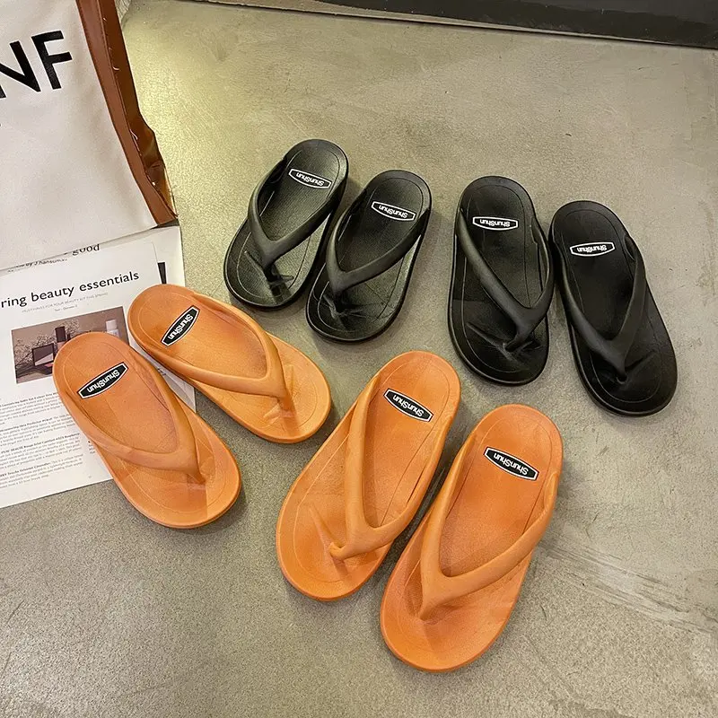 

2021 Summer New Fashion Women's Flip Flops Casual Shoes Solid Color Flat Shoes Women's Plus Size Slippers Zapatillas Mujer Adult
