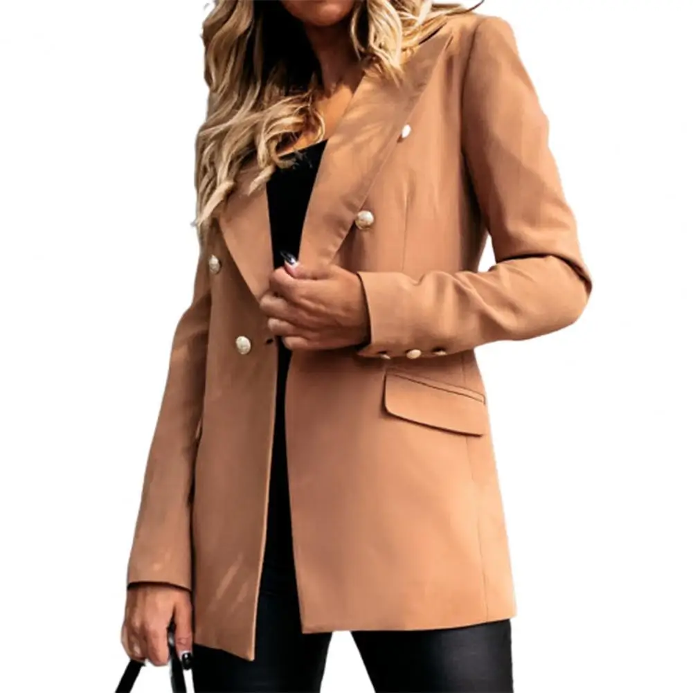 

Office Lady Blazer 2021 New Women Double Breasted Oversize Suits Jacket Solid Color Slim Buttons Lapel Suits Coat Female Clothes