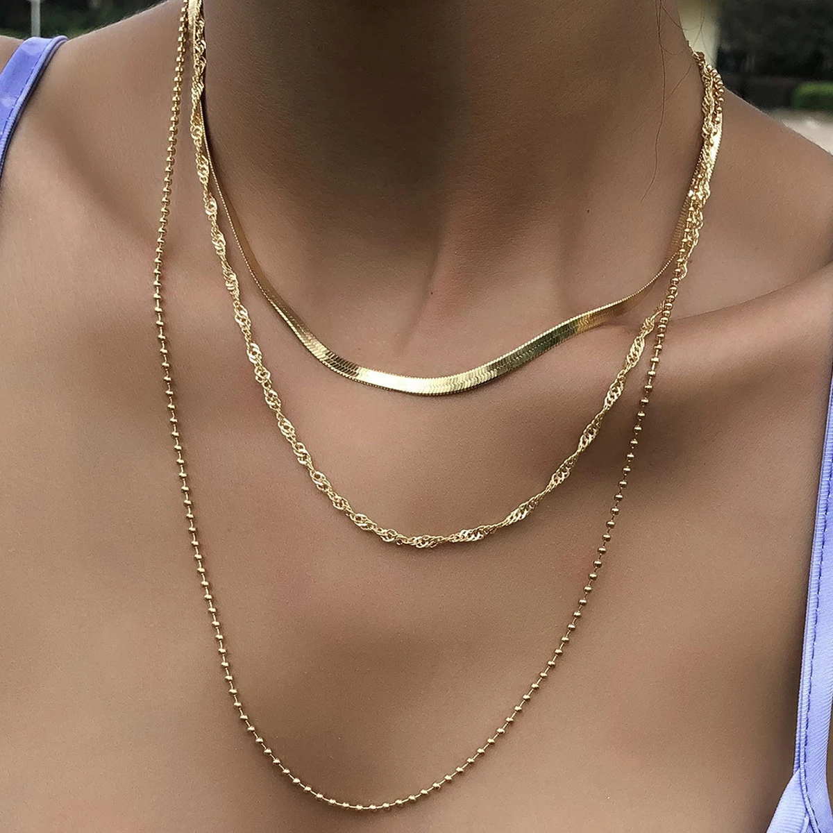 

Simple MultiLayer Necklace Alloy Fine Clavicle Chains For Women 2021 Sexy Choker Fashion Making Sweater Accessories Jewelry Gift
