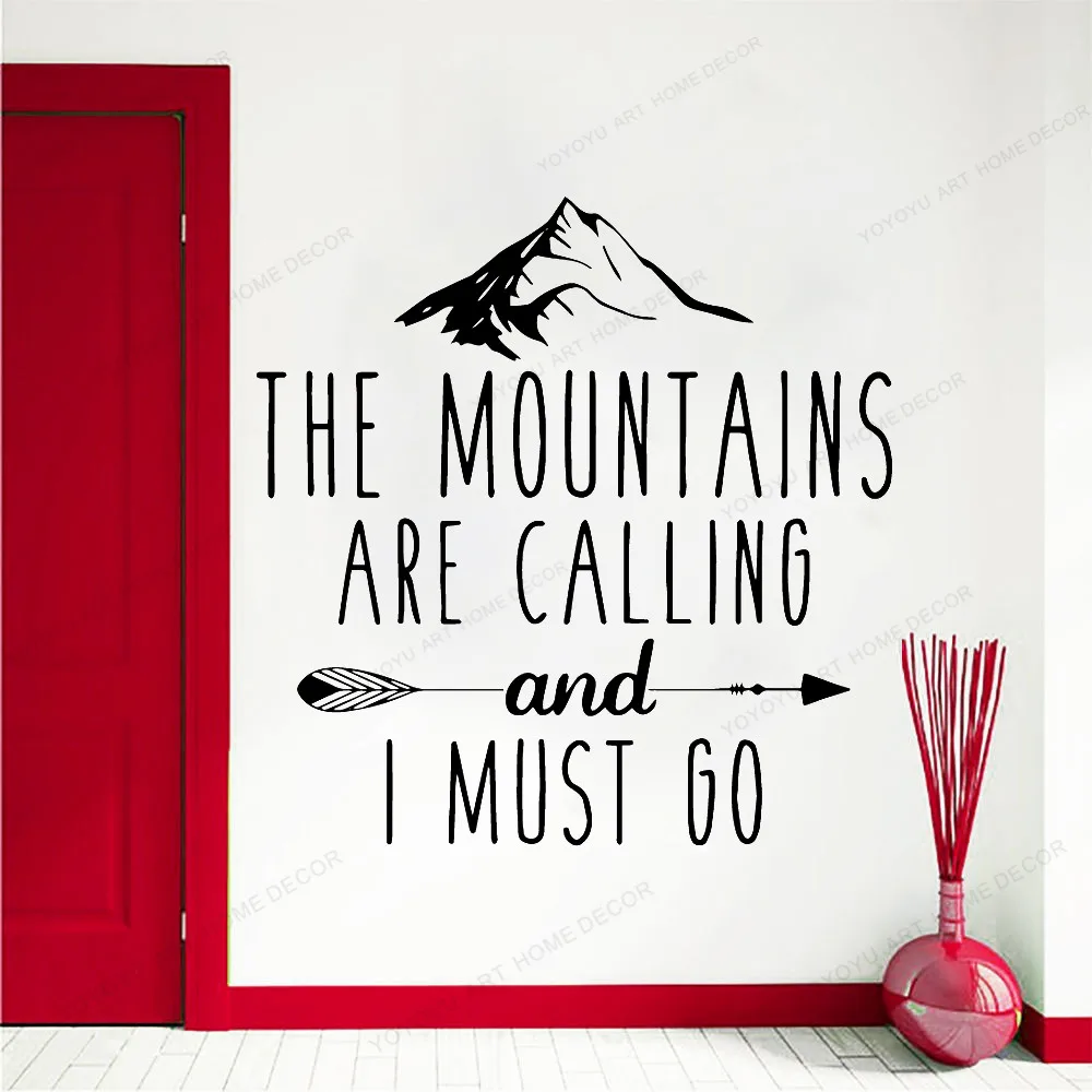 Виниловые наклейки горы звонят я должен отправиться в путешествие настенные WU324