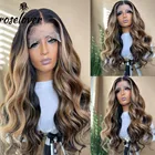 Хайлайтер медово-светлые человеческие волосы на сетке, фронтальные парики, волнистый парик, предварительно выщипанные бразильские волосы Remy, парик, отбеливающие узлы для женщин